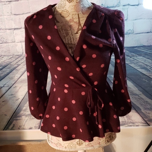Monteau Tops - Monteau Polka dot blouse size small NWT